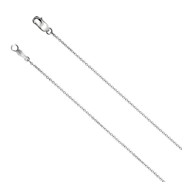 1mm 18k White Gold Solid Cable Chain Lobster Clasp 20 Inch Necklace - Picture 1 of 3